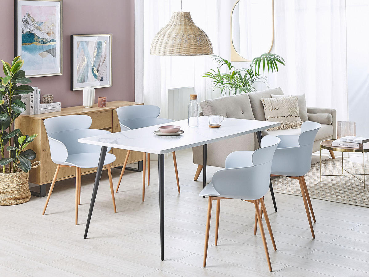 ESSZIMMERSTUHL 2er-Set Kunststoff Grau Sumkley - Grau, Kunststoff/Metall (61/82/54cm) - Beliani