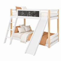 ETAGENBETT mit Rutsche und Treppe 90x200/90x190 cm Weiß Holz - Weiß, Holz (90/200cm) - Meubliv