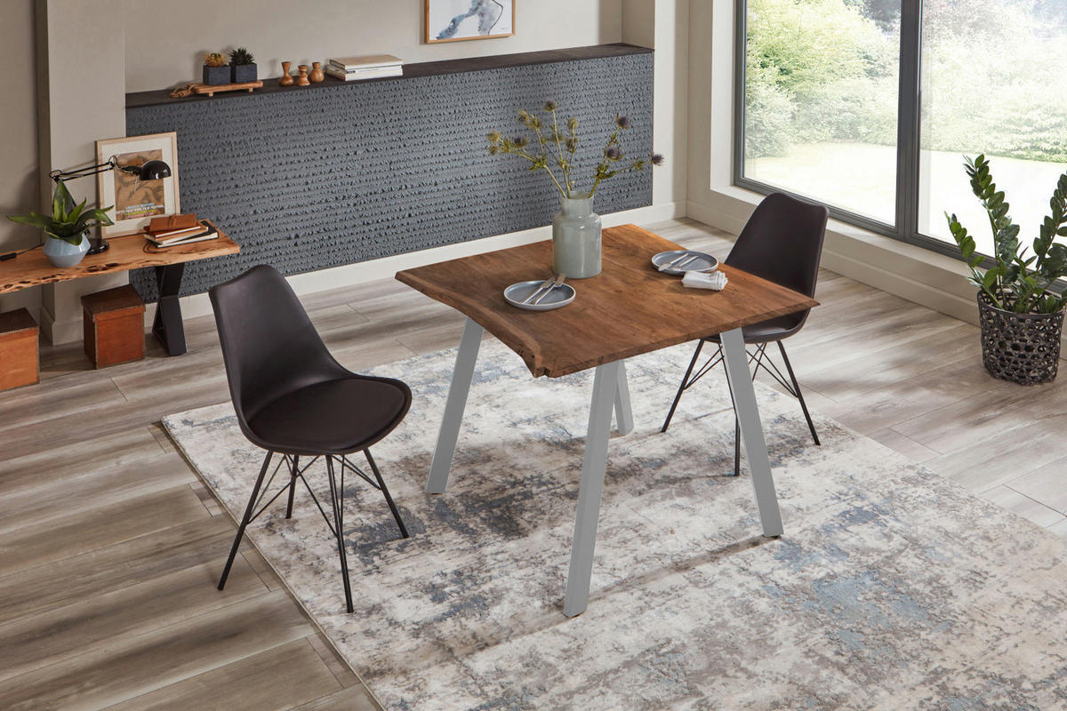 ESSTISCH LAXMI - Silberfarben/Braun, Holz/Metall (80/80/77cm) - SAM