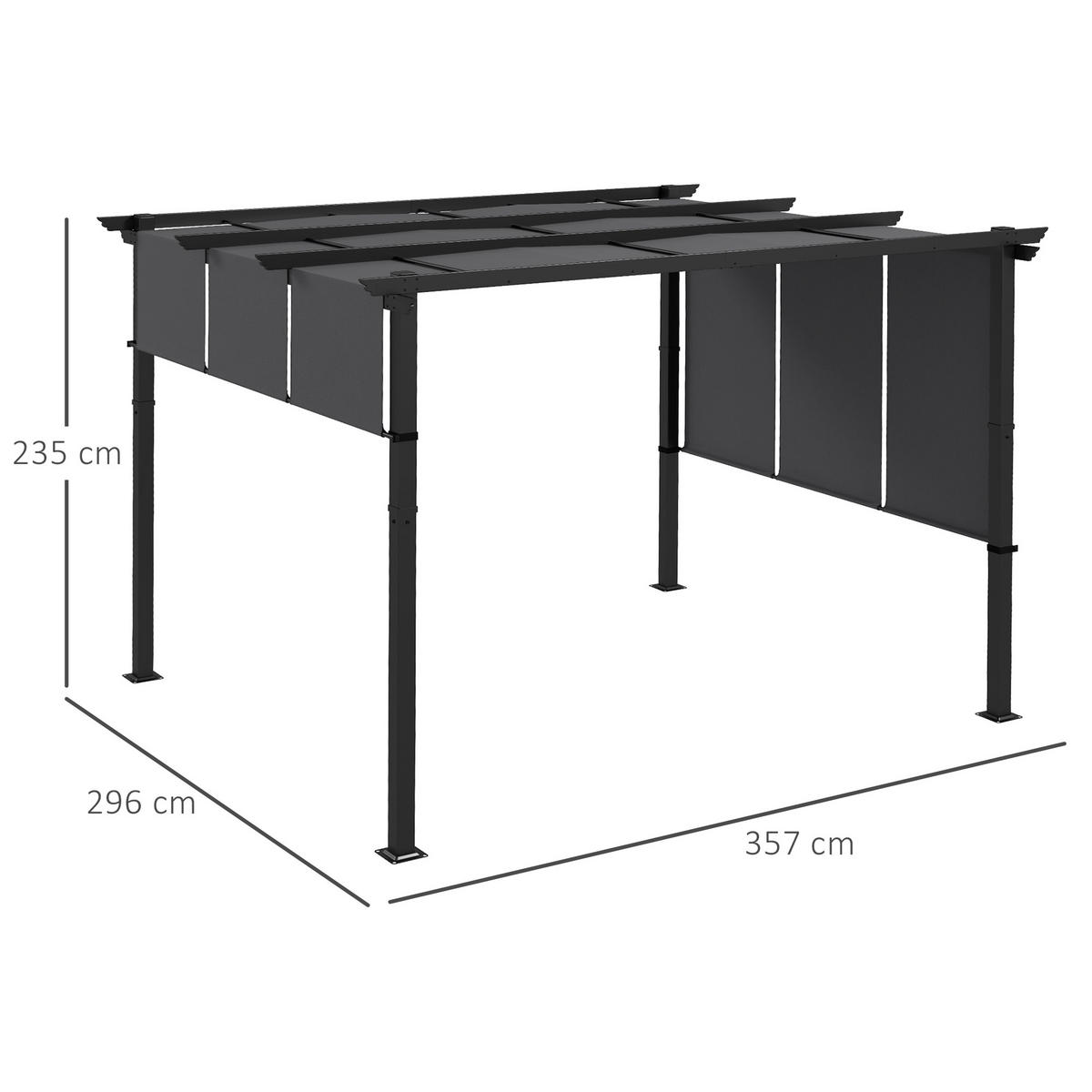 MARKISE Sonnenschutz. Pergola, wetterbeständig, inkl. Befestigungsmaterial, 3 x 3,5 m, Dunkelgrau - Dunkelgrau, Metall (357/235/296cm)