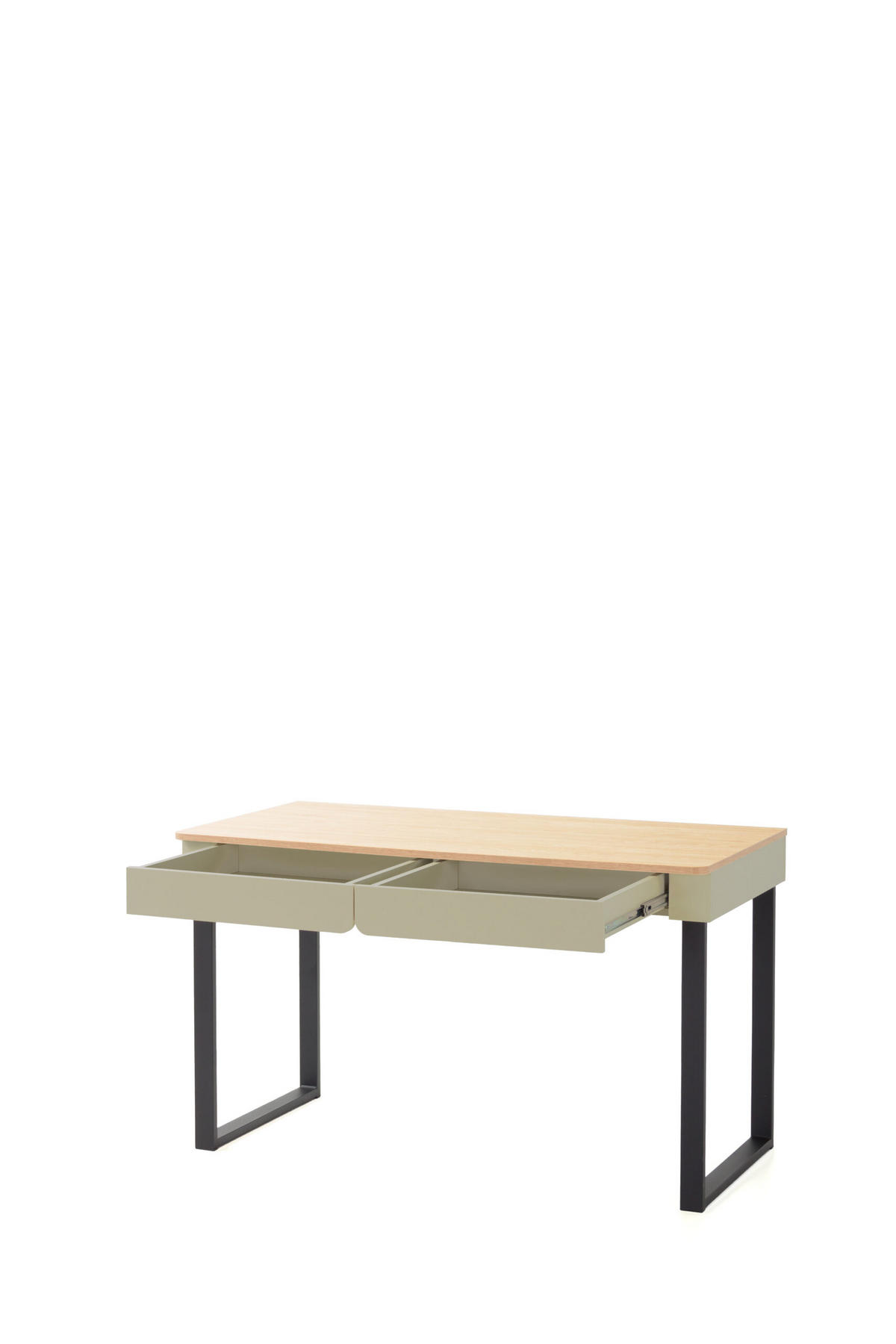 SCHREIBTISCH Luis in Eukalyptus und Eiche – Schreibtisch (einfach) - Grün, Holzwerkstoff (120/80/200cm)