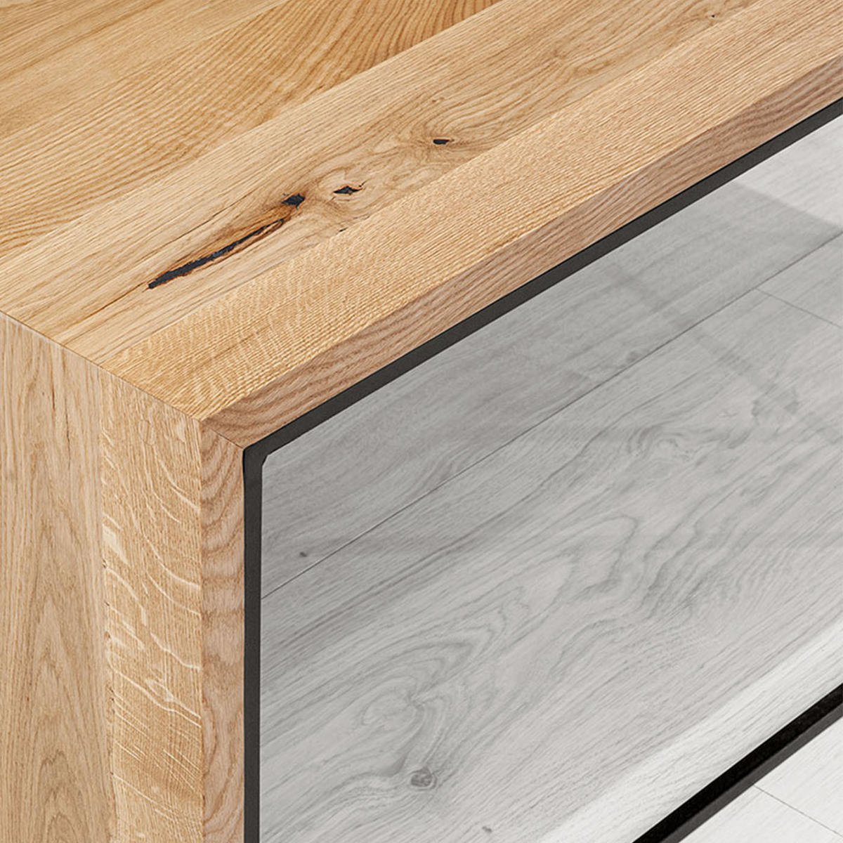 COUCHTISCH Mate -Set aus massivem Eichenholz - Eichefarben/Schwarz, Holz/Metall (100/60/50cm) - Danzz