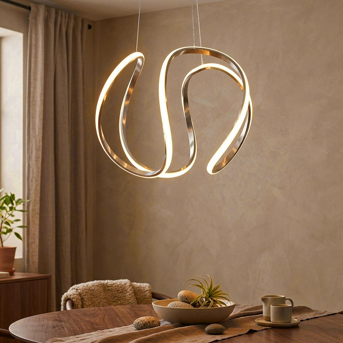 LED HÄNGELEUCHTE VALERIA Grau Weiß - Grau, Metall (35/35/150cm) - Nowa