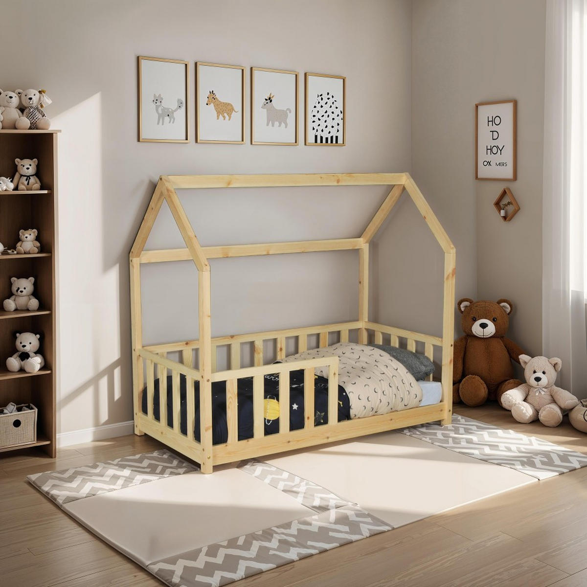 HAUSBETT KIWI mit Lattenrost / Kinderbett 70x140 - Helles Holz - Naturfarben, Holz (70/140cm) - Weber Industries