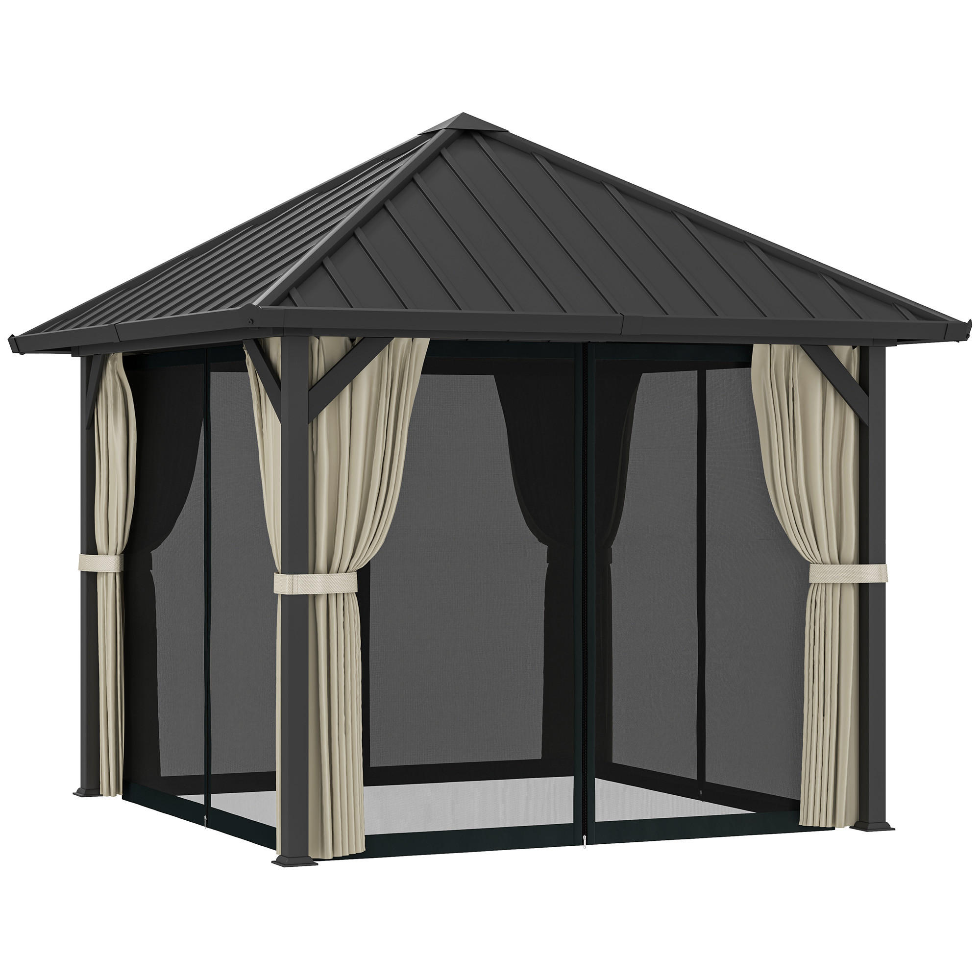 PAVILLON mit Hardtop ca. 3x3 m - Dunkelgrau, Metall (304/297/304cm) - Outsunny