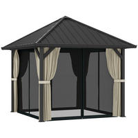 PAVILLON mit Hardtop ca. 3x3 m - Dunkelgrau, Metall (304/297/304cm) - Outsunny