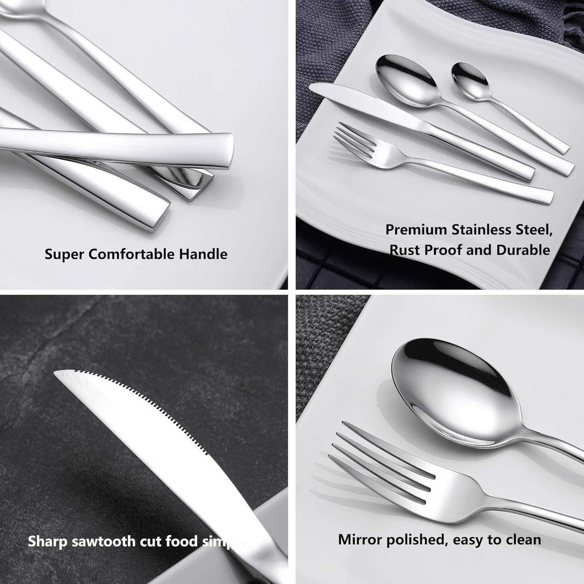 BESTECKSET 24-teiliges Set für 6 Personen Silber - Silberfarben, Metall