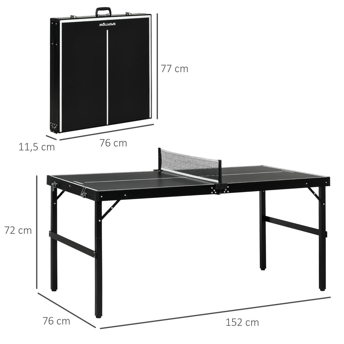 TISCHTENNISPLATTE - Schwarz, Metall (76/152cm) - SPORTNOW