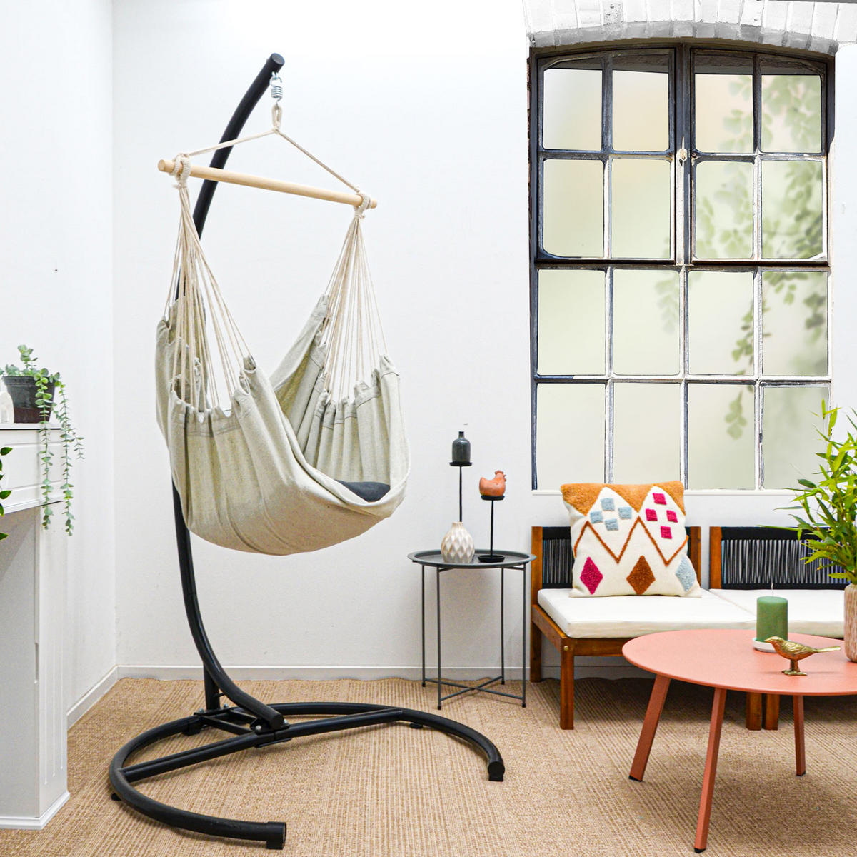 XL HÄNGESESSEL 155/125 cm Belastbar bis 100kg Hellgrau - Grau, Textil (125/140/155cm) - Amanka