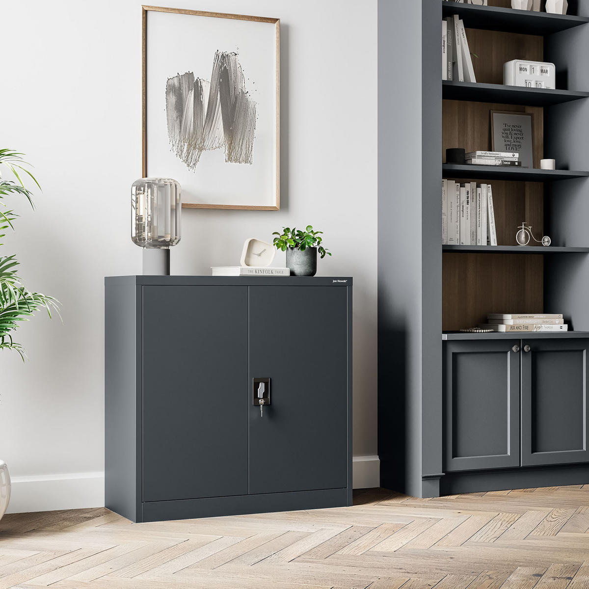 METALLSCHRANK Beata - Anthrazit, Metall (90/93/40cm) - Jan Nowak