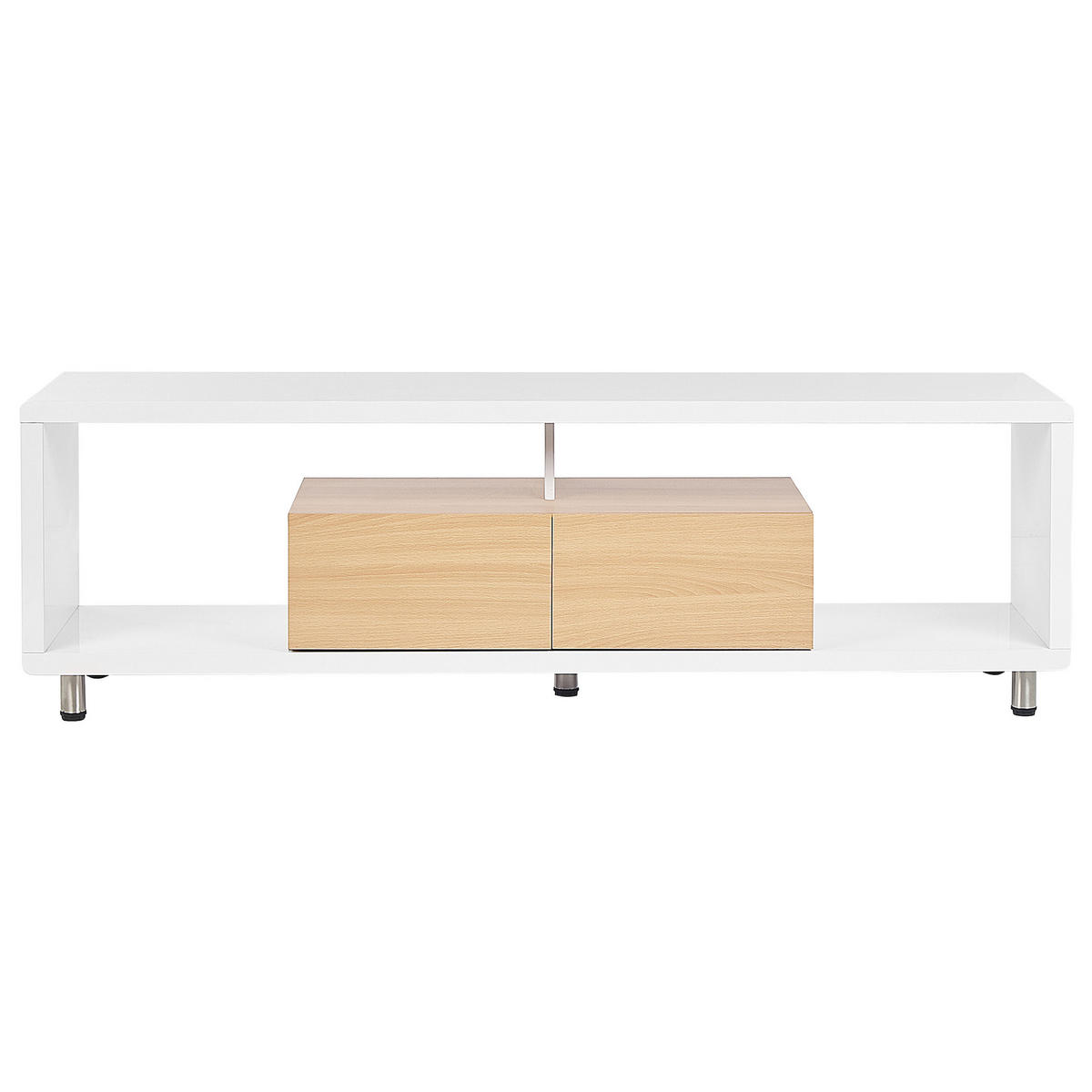 TV-MÖBEL Weiß, Hellbraun KNOX 39/159/50 cm - Weiß, Holzwerkstoff (159/50/39cm) - Beliani
