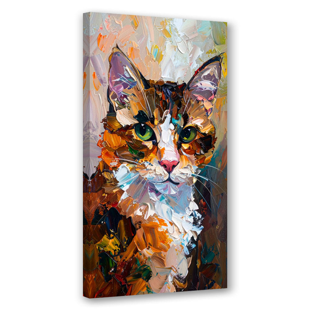 LEINWANDBILD Abstrakte bunte Katze 50x100cm - Braun, Textil (50/100cm) - Feeby