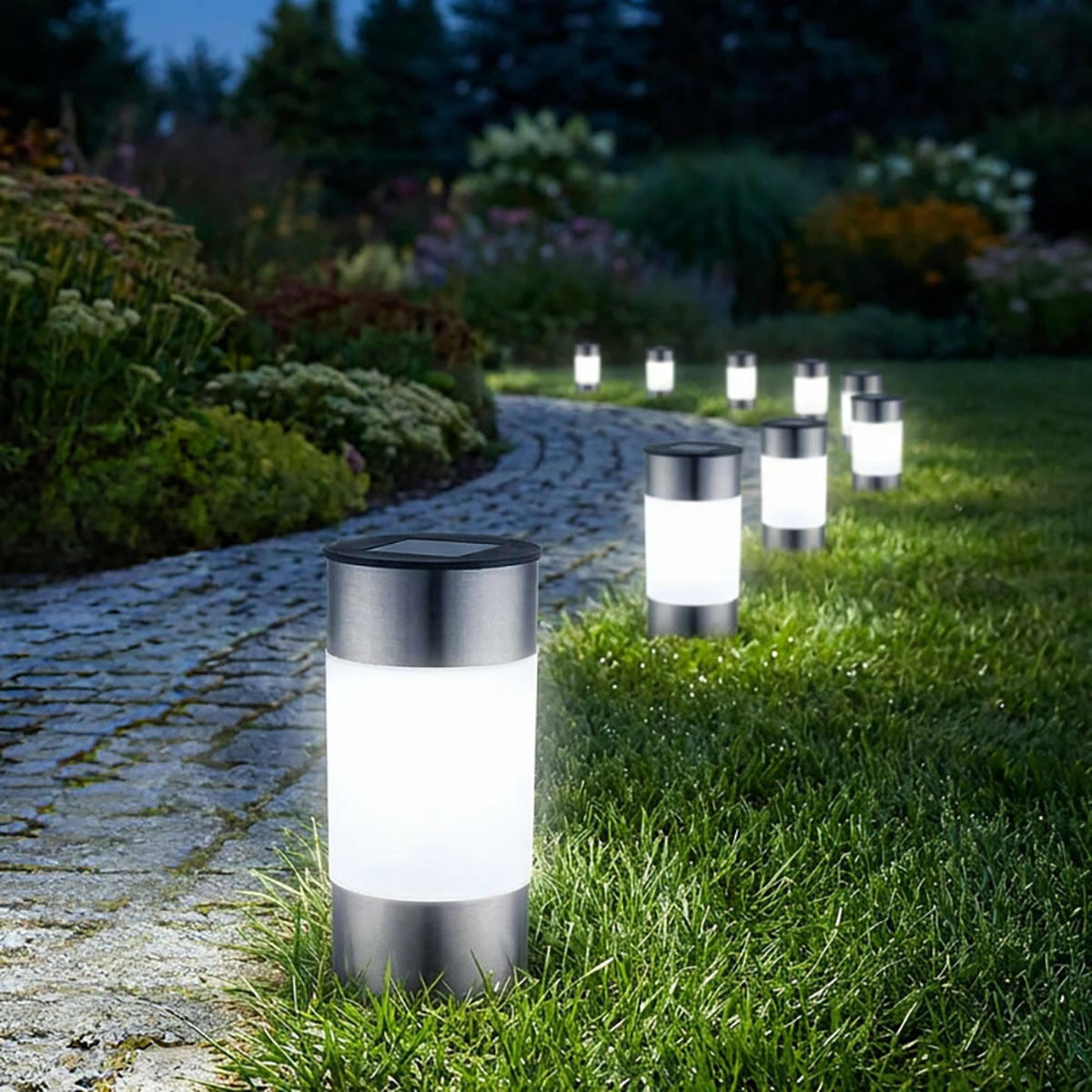 LED AUSSENLEUCHTE Edelstahl Silber - Silberfarben, Metall (6.3/6.3/23.5cm) - Globo Lighting