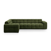 ECKSOFA links Kendal aus Samt armeegrün 6 Sitzplätze - Olivgrün, Textil (231/332cm) - Micadoni