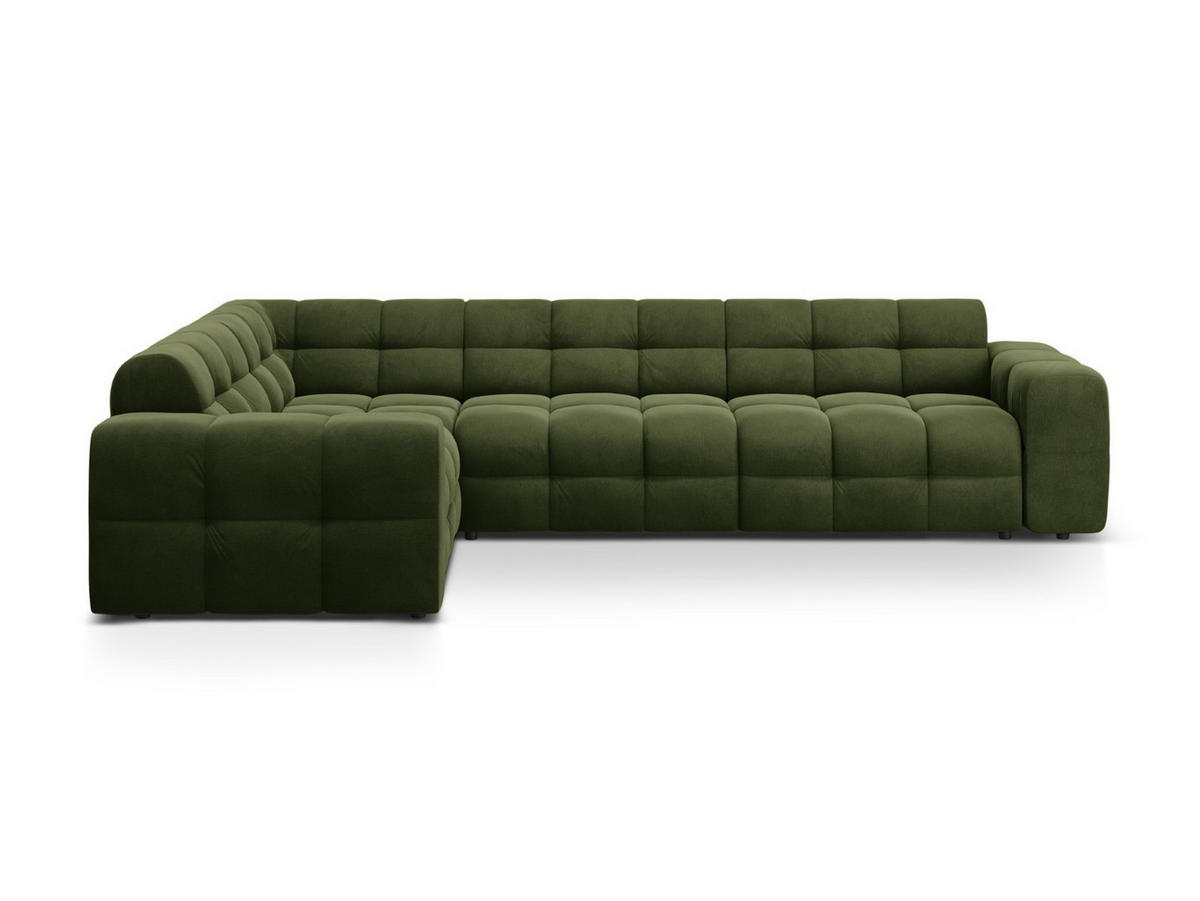 ECKSOFA links Kendal aus Samt armeegrün 6 Sitzplätze - Olivgrün, Textil (231/332cm) - Micadoni