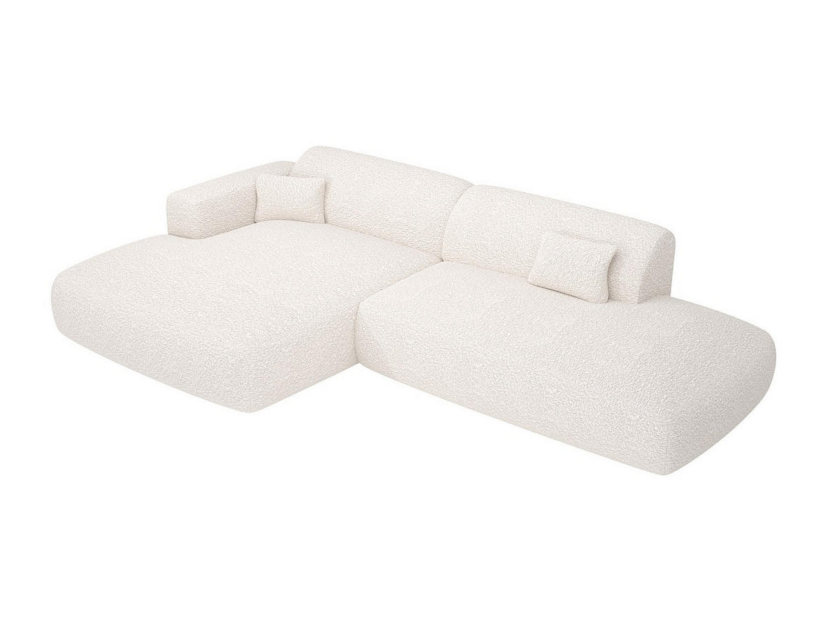 ECKSOFA - Ecke links - offenes Ende - Bouclé-Stoff - Weiß - POGNI - Weiß, Textil (300/160cm) - Vente-Unique