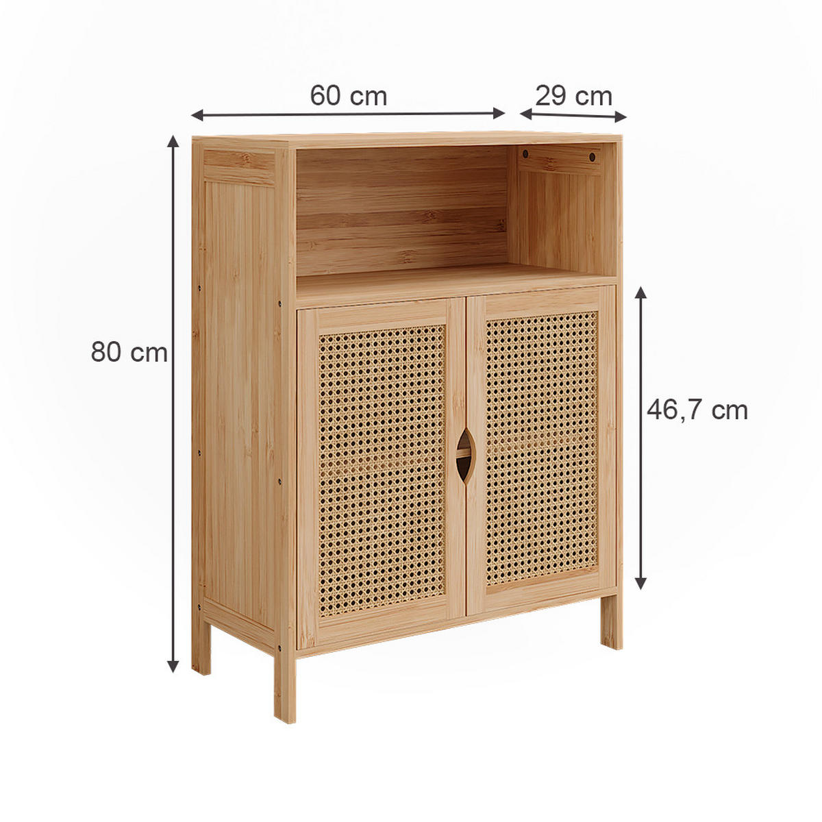 MIDISCHRANK Liora Bambus 60 x 80 cm - Braun, Holzwerkstoff (60/80/29cm) - Vicco
