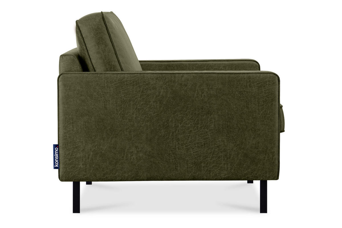SESSEL INVIA mit Armlehnen auf hohen Metallbeinen vintage, Lederoptik-Stoff, Grün - Schwarz/Grün, Textil (98/87/98cm) - KONSIMO®
