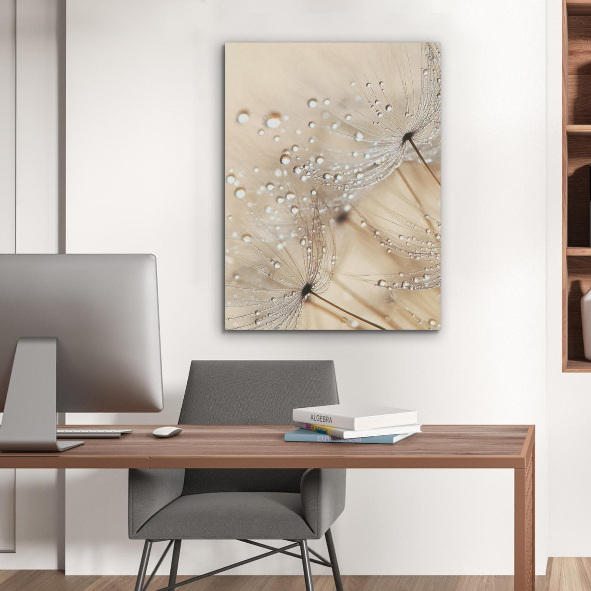 AKUSTIKPANEEL Löwenzahn - Abstrakt - Natur - Beige 60x80 cm - Braun, Textil (60/0.9/80cm) - MuchoWow
