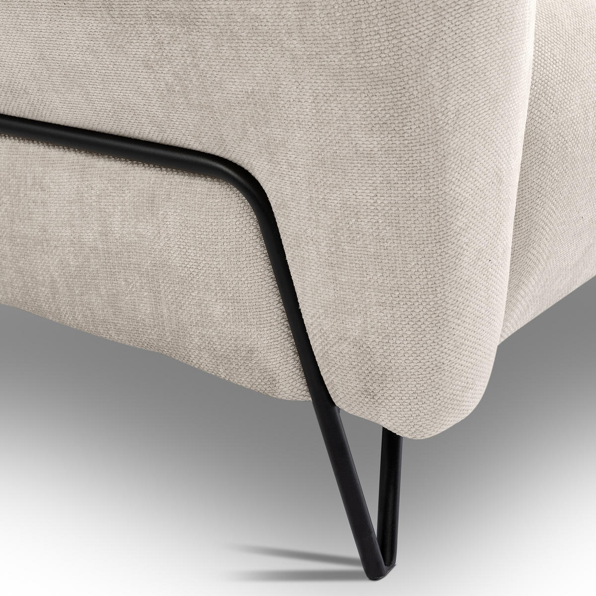 SITZGARNITUR Volare Sofas+Sessel, ohne Schlaffunktion, Creme - Creme, Textil/Metall (220/83/98cm) - Beautysofa