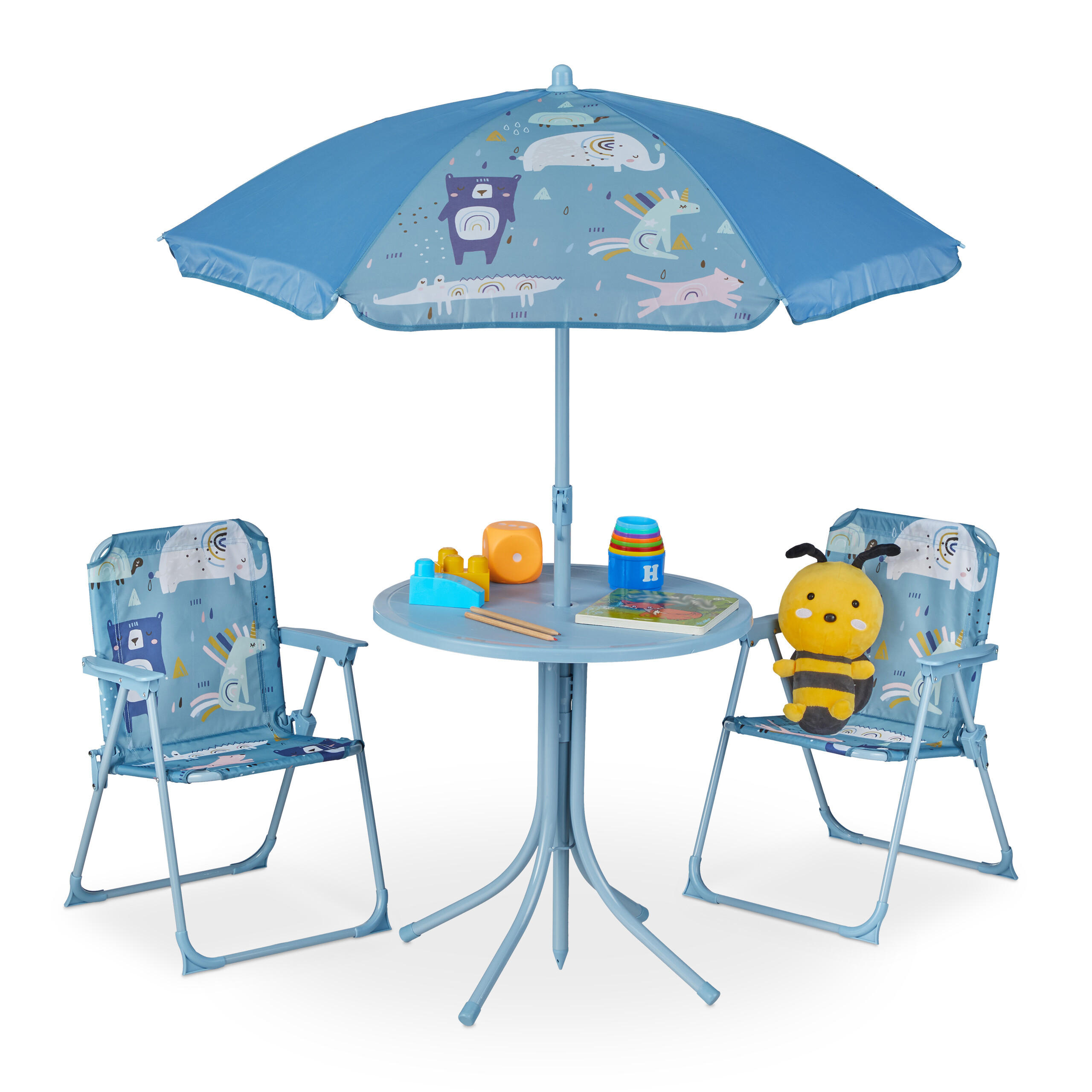 CAMPING-KINDERSITZGRUPPE - Blau, Kunststoff/Textil - Relaxdays