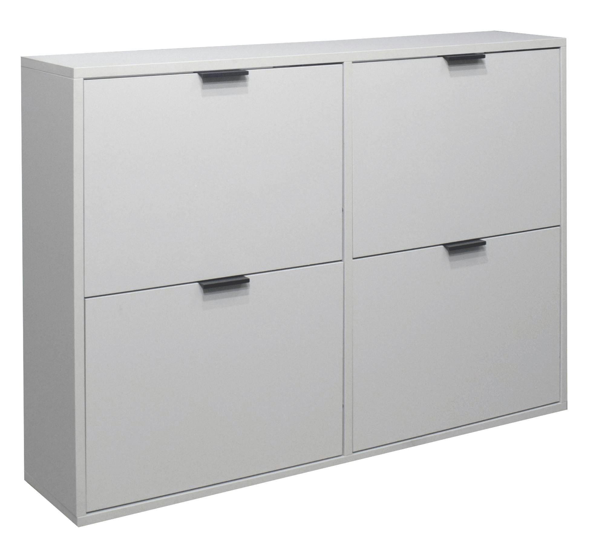 SCHUHSCHRANK Erna 120x25x86 Kreidegrau matt Lack - Hellgrau, Holzwerkstoff (120/86/25cm) - 58aufmkessel