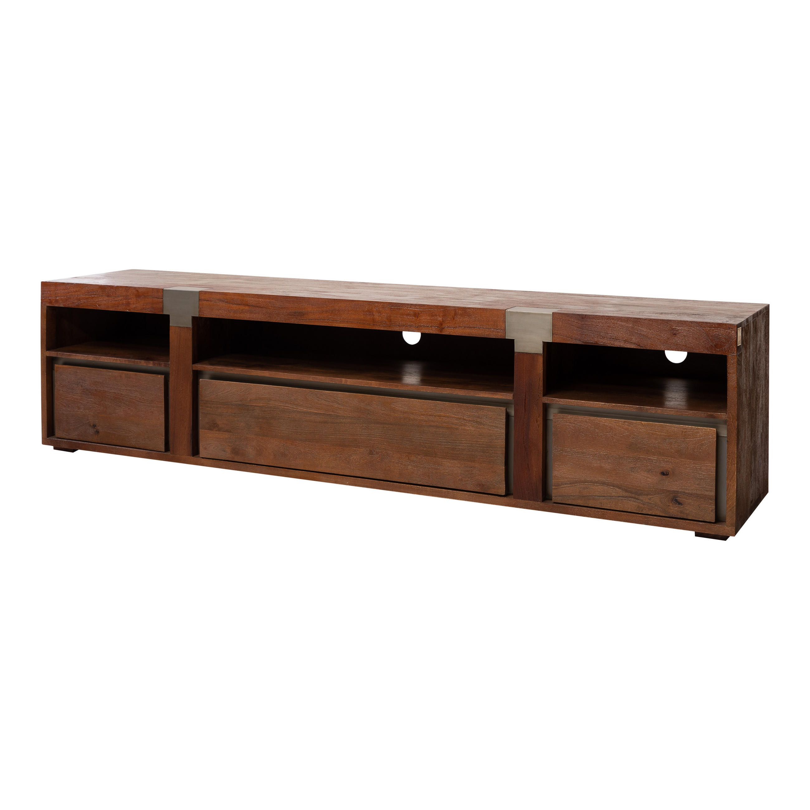 TV-BOARD Mango 220x48x55 braun lackiert Amsterdam #26 - Braun, Holz (220/55/48cm) - Massivmoebel24