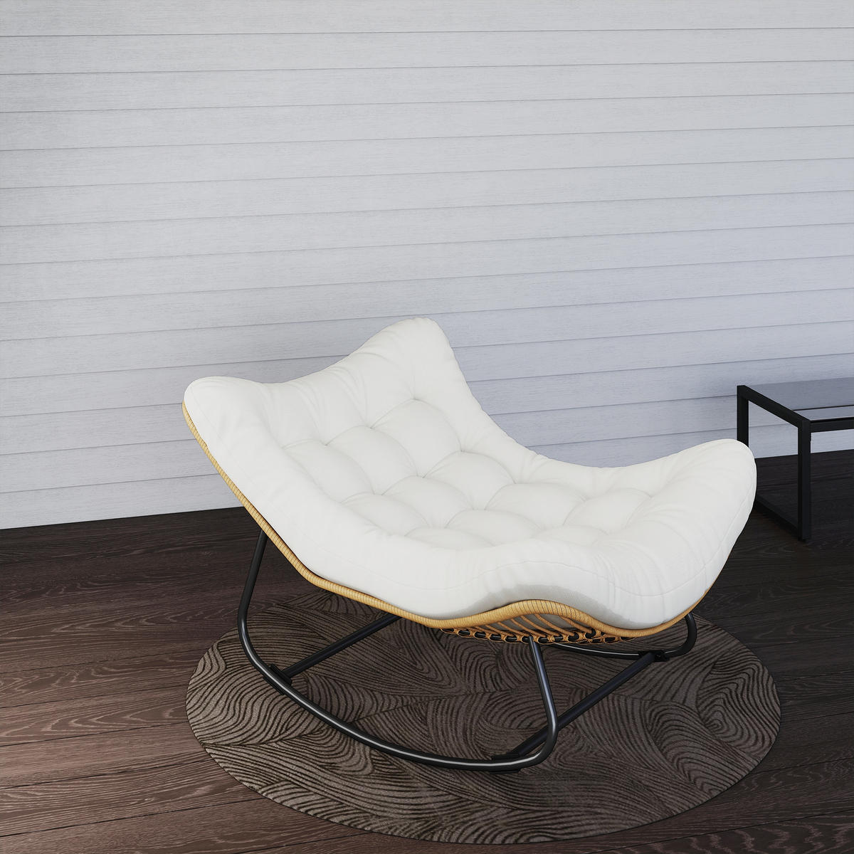 SCHAUKELLSTUHL DE-13621 eiförmig mit Polster Creme - Creme, Metall (98/74/111cm) - ComfortXL