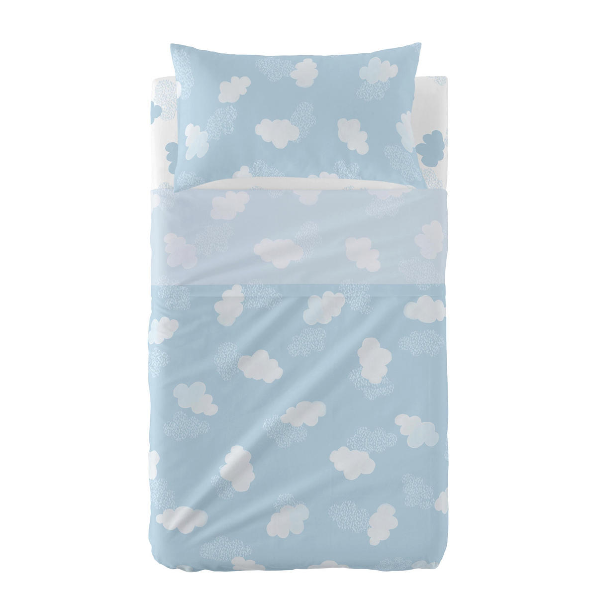 BETTWÄSCHE 2er-Set teiliges clouds 120x180 cm (kinderbett) blau - Blau, Textil (120/180cm) - Happy Friday