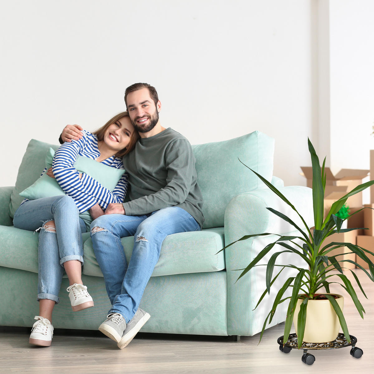 PFLANZENROLLER - Braun, Kunststoff/Metall (33.5/7.5/33.5cm) - Relaxdays