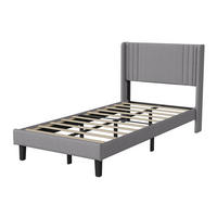 POLSTERBETT 90/200 cm Grau mit Flügelkopfteil und Stauraum - Grau, Holz (90/200cm) - SHOPENTRA