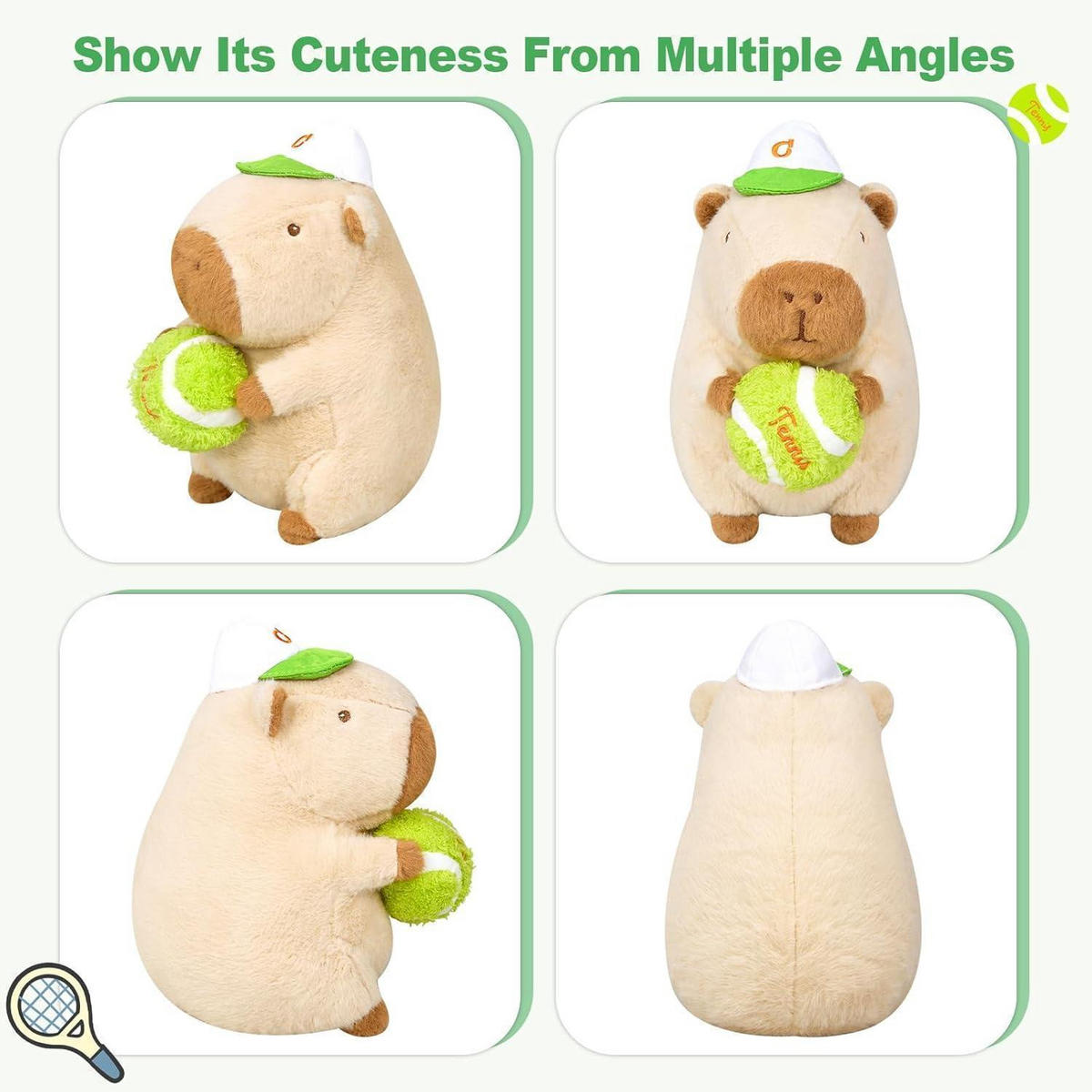 STOFFTIER Capybara mit Tennisball 25 cm - Braun, Textil (12/25cm)