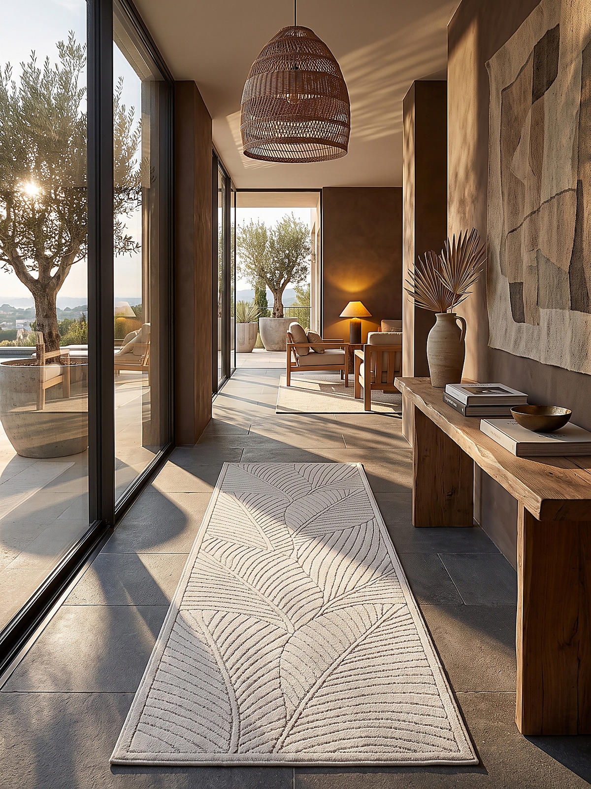 LÄUFER Outdoor, Fußbodenheizung-geeignet, mit Blattmotiv, ENGADIN in Creme, 80 x 150 cm - Creme, Textil (80/150cm) - KADIMA DESIGN