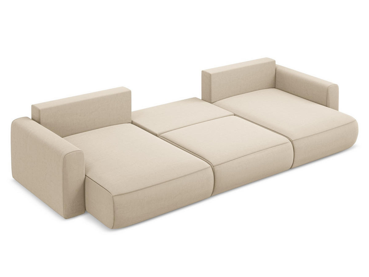 WOHNLANDSCHAFT Samt Stoff Beige - Beige/Creme, Kunststoff/Textil (340/82/149cm) - Makamii