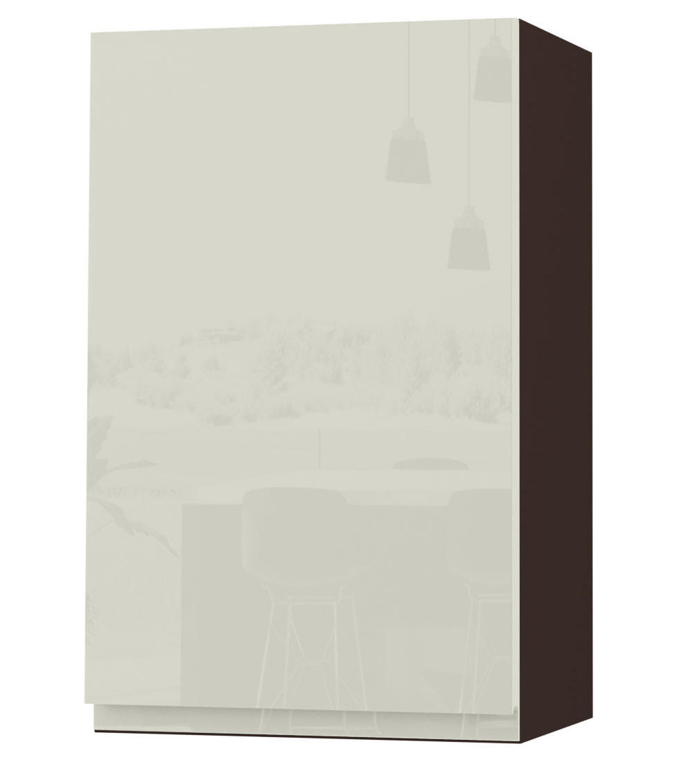 HÄNGESCHRANK Florence W2/45 Lava / RAL 1013 perlweiß HG 45 / 32,5 / 72cm - Türanschlag links - Dunkelgrau/Weiß Hochglanz, Holz/Holzwerkstoff (45/72/32.5cm) - Feldmann-Wohnen