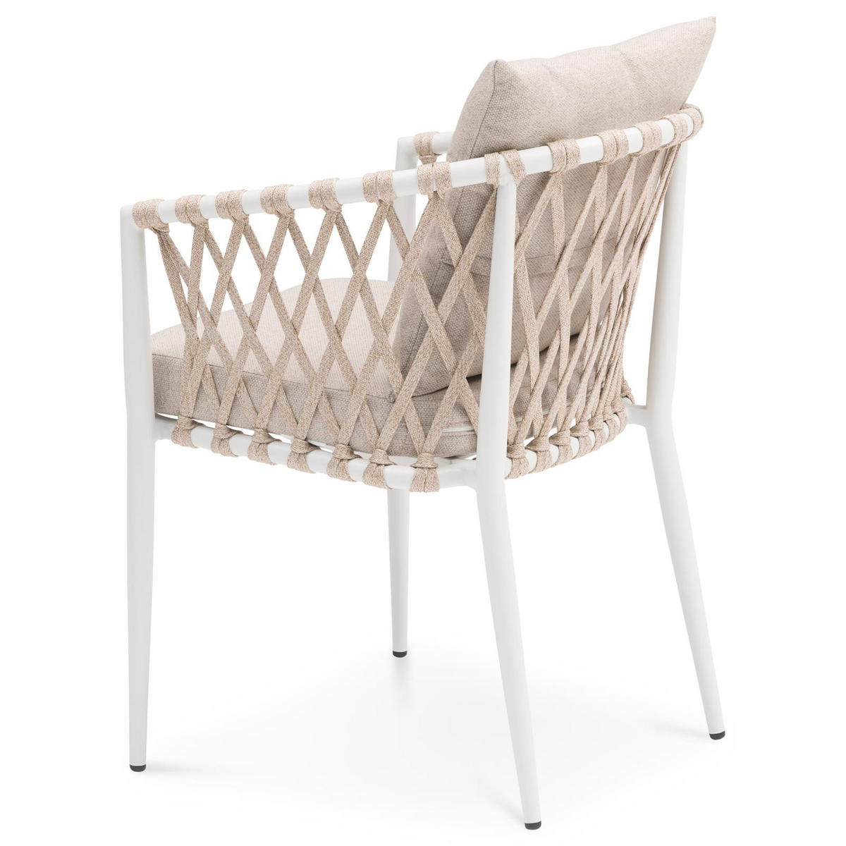 GARTENSTÜHLE SUNNY 6er-Set weiß, champagne - Weiß, Textil/Metall (56/75/62cm) - IDIMEX