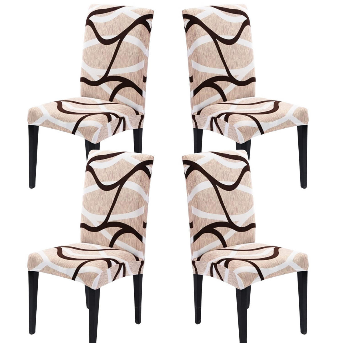 STUHLHUSSE Stretch Waschbar(4-tlg. Set) - Hellbraun, Textil (25/20cm) - Kaket