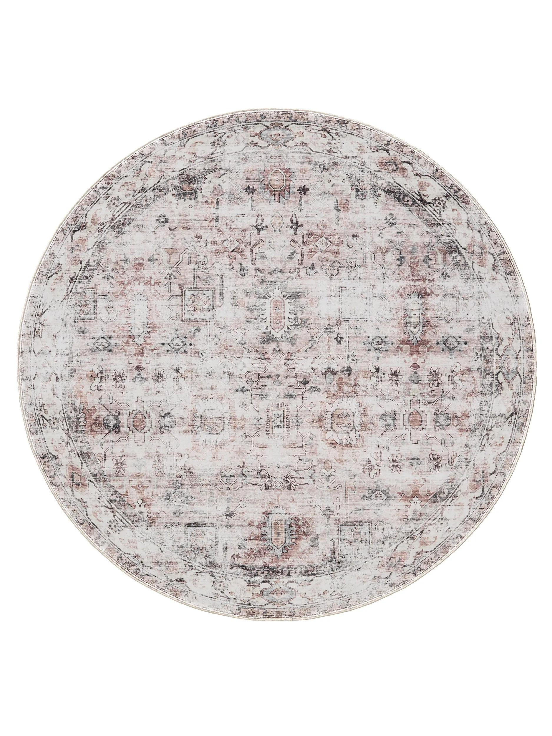 VINTAGE-TEPPICH George waschbar ø 120 cm rund - Taupe/Creme, Kunststoff (120/120cm) - benuta