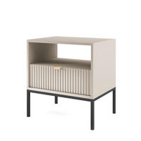 NACHTTISCH NANAIMO STO2-1S Profilierte Fronten, Kaschmir - Kaschmir, Holzwerkstoff/Kunststoff (54/56/39cm) - Komodee