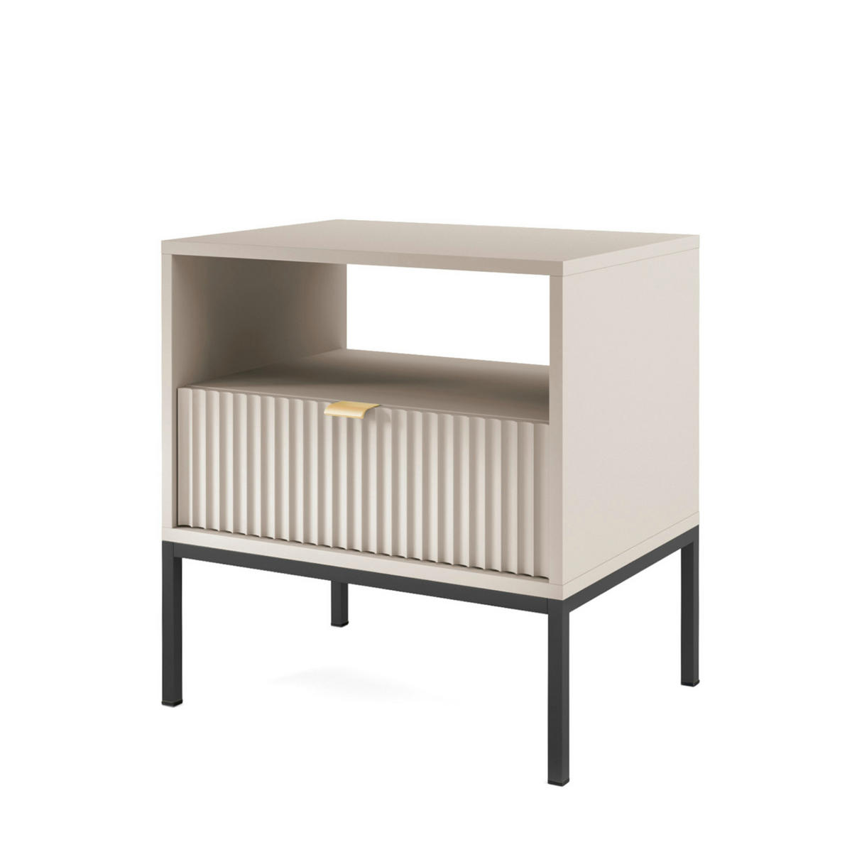 NACHTTISCH NANAIMO STO2-1S Profilierte Fronten, Kaschmir - Kaschmir, Holzwerkstoff/Kunststoff (54/56/39cm) - Komodee