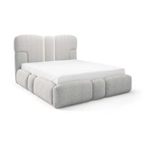 POLSTERBETT 180x200 Safron mit LED, Metall-Lattenrost, Hellgrau - Hellgrau, Holz/Textil (180/200cm) - Emporius
