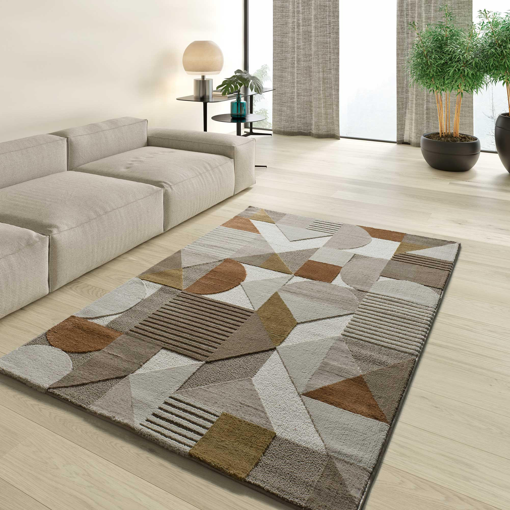 Thumbnail - Atticgo Webteppich, Kupfer, Hellbraun, Textil, Abstrakt, Rechteckig, 160x230 cm, Oeko-Tex® Standard 100, in verschiedene...