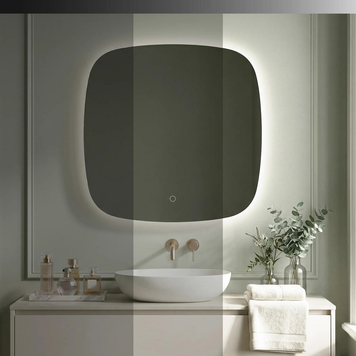 SPIEGEL Rea Led 70x70cm Top - Transparent, Glas (70/2/70cm) - REA