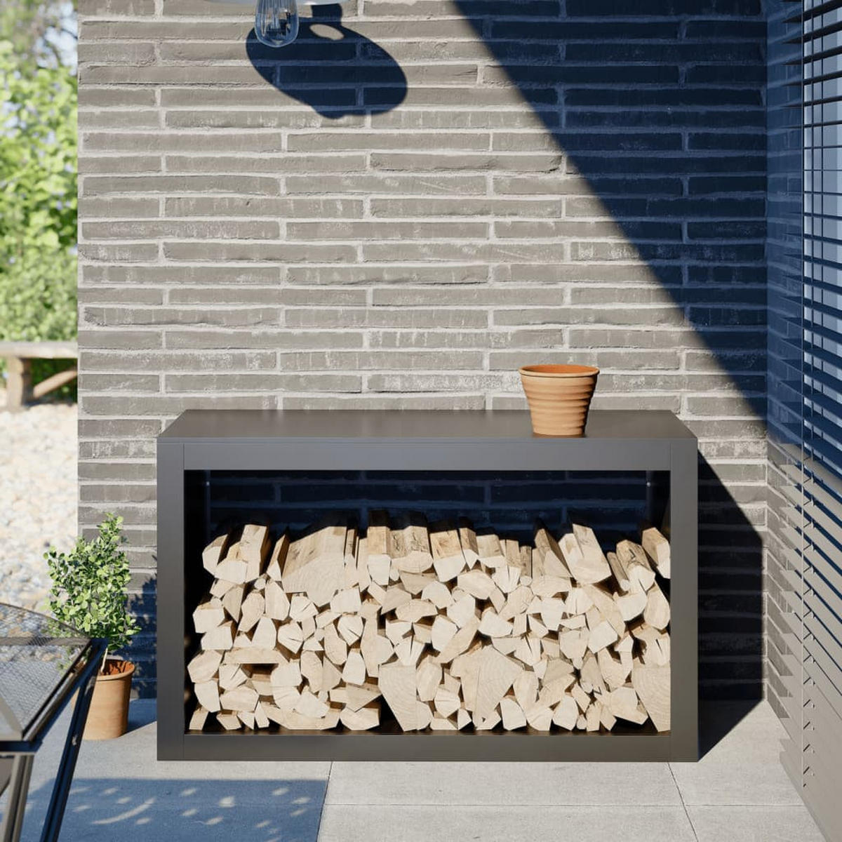 BRENNHOLZREGAL Anthrazit 100/40/60 Cm Stahl - Anthrazit, Metall (40/60/100cm) - vidaXL