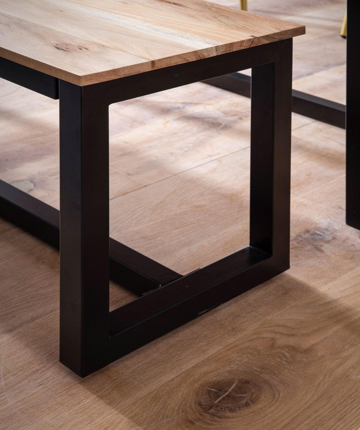 ESSZIMMERBANK Massivholz Metall Loft-Stil ohne Lehne, Akazie 120x40x45 cm - Schwarz/Braun, Holz/Metall (120/45/40cm) - KADIMA DESIGN