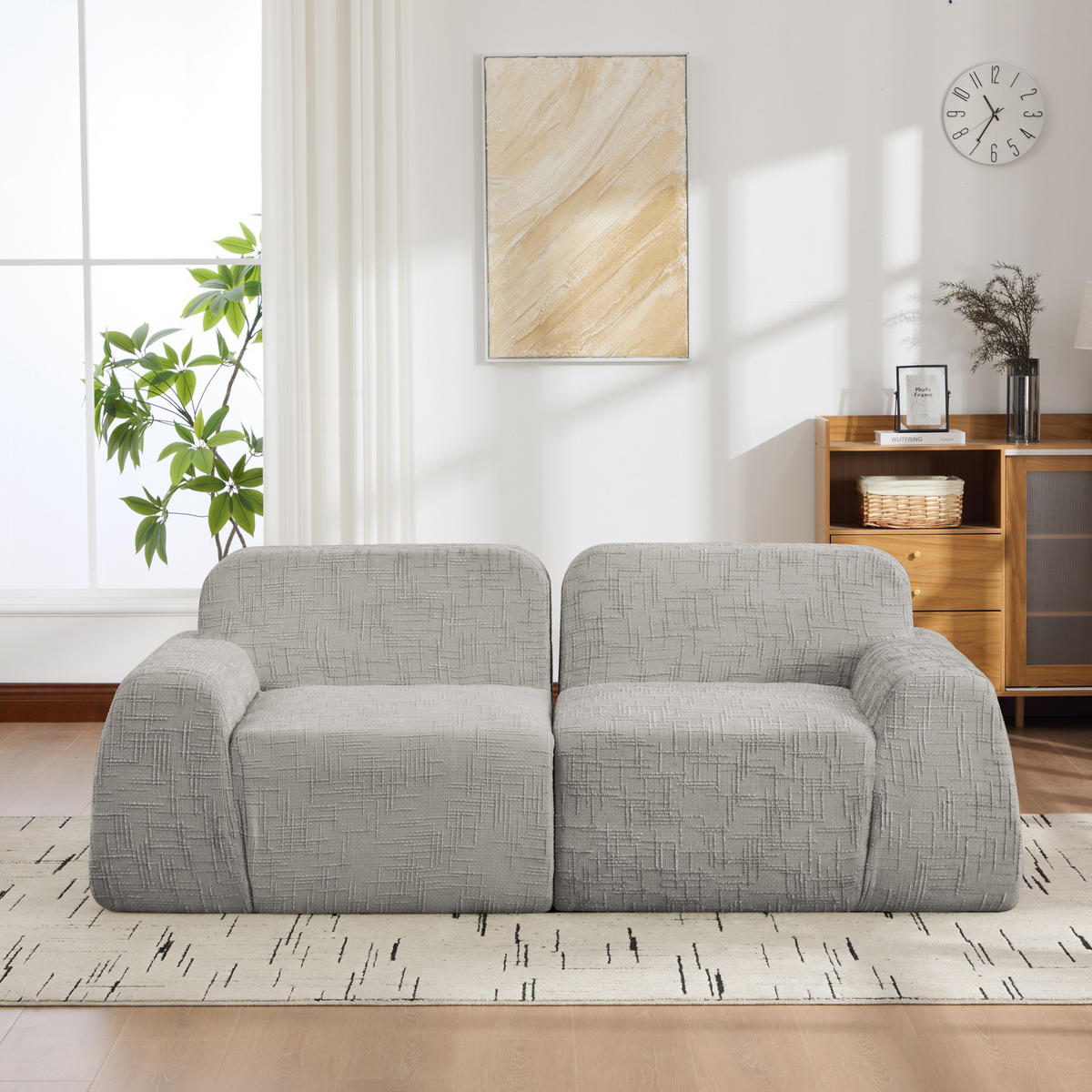 2-SITZER SOFA Chenille Grau ohne Montage - Grau, Textil (198/73/90.5cm) - WISHDOR
