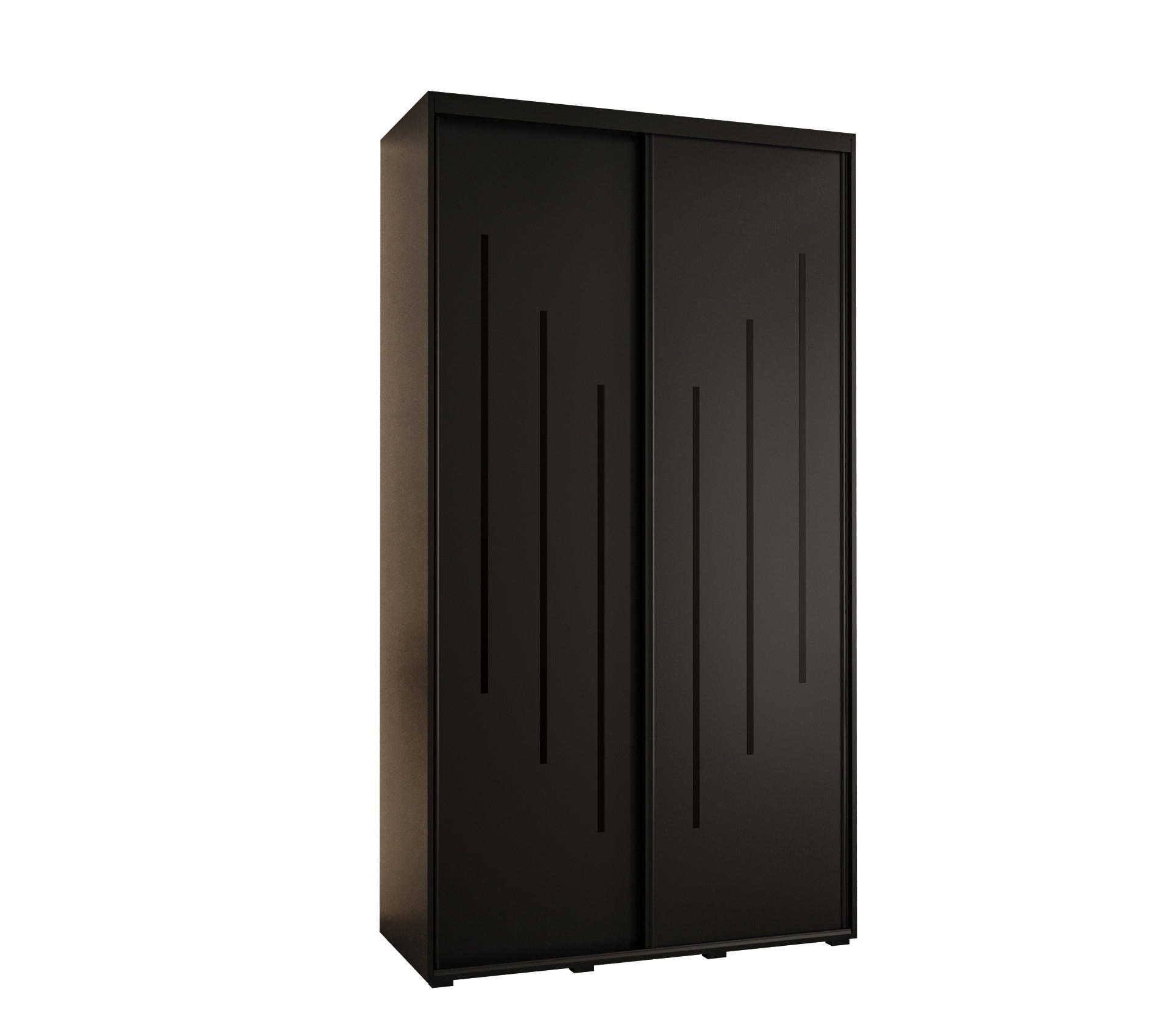 Abiks Möbel SCHWEBETÜRENSCHRANK Schwarz, Schwarz, Schwarz 130cm × 60cm × 235cm