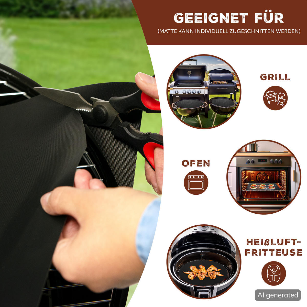 GRILLMATTEN-SET, schwarz - Schwarz, Kunststoff (50/1/40cm) - bremermann