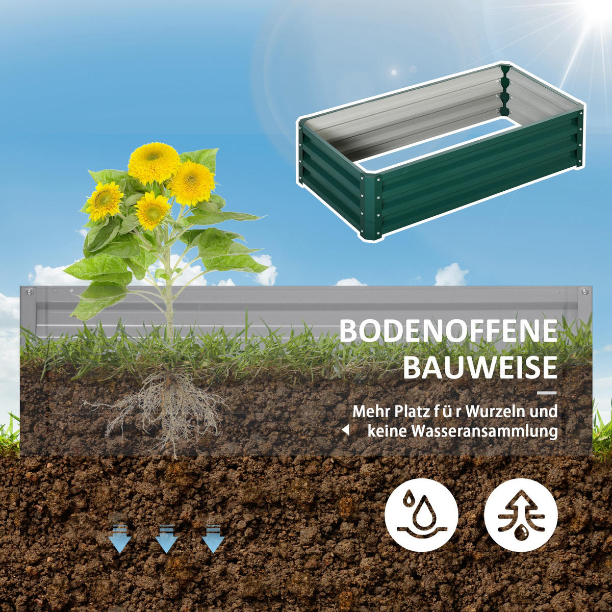 HOCHBEET, Grün - Grün, Metall (60/30.5/120cm) - Outsunny