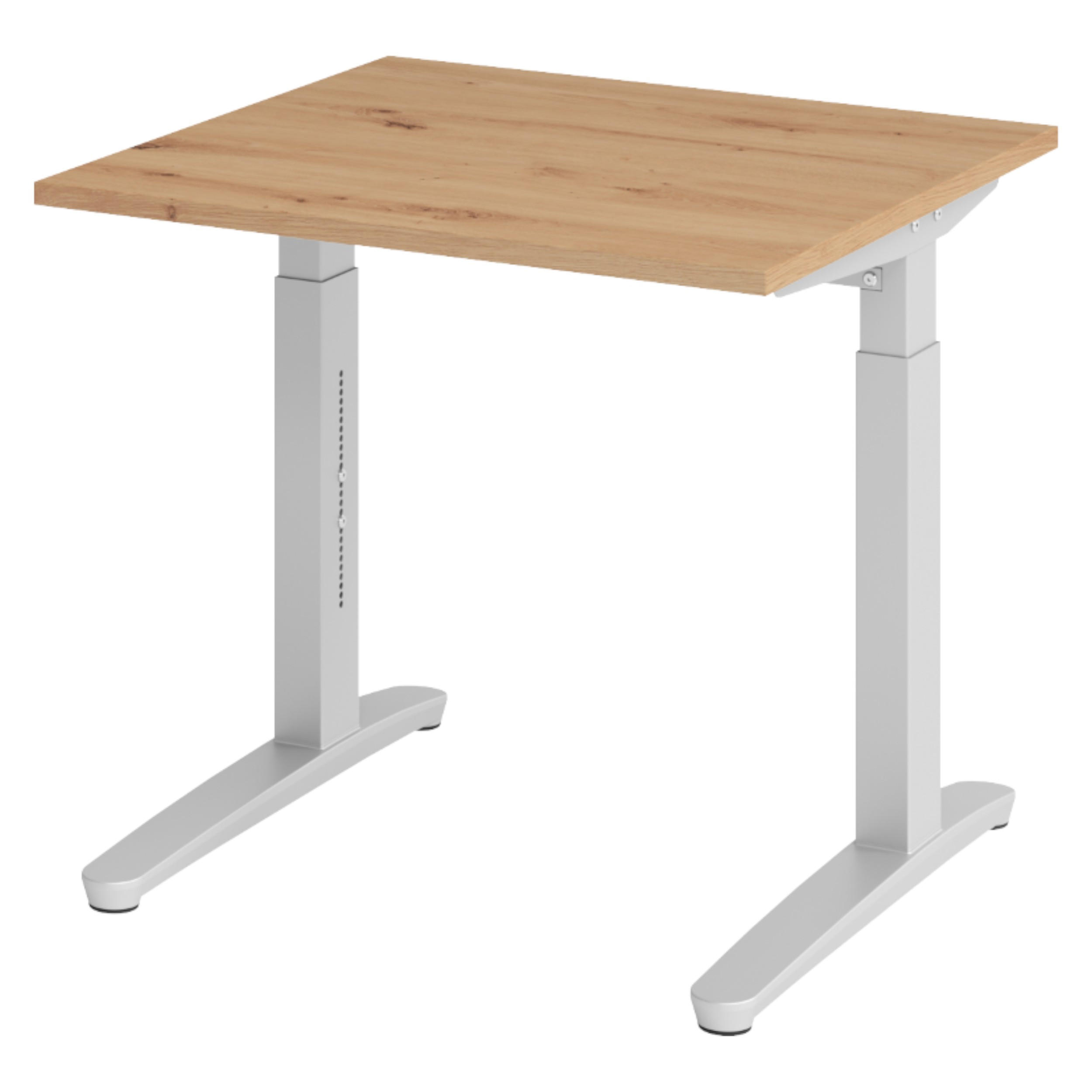 SCHREIBTISCH Serie-XB 80/80/74 cm in Wildeiche/Silberfarben - Wildeiche/Silberfarben, Holzwerkstoff (80/80/74cm) - bümö